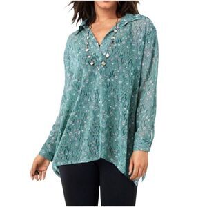CAbi field of flowers Chase boho blouse size S